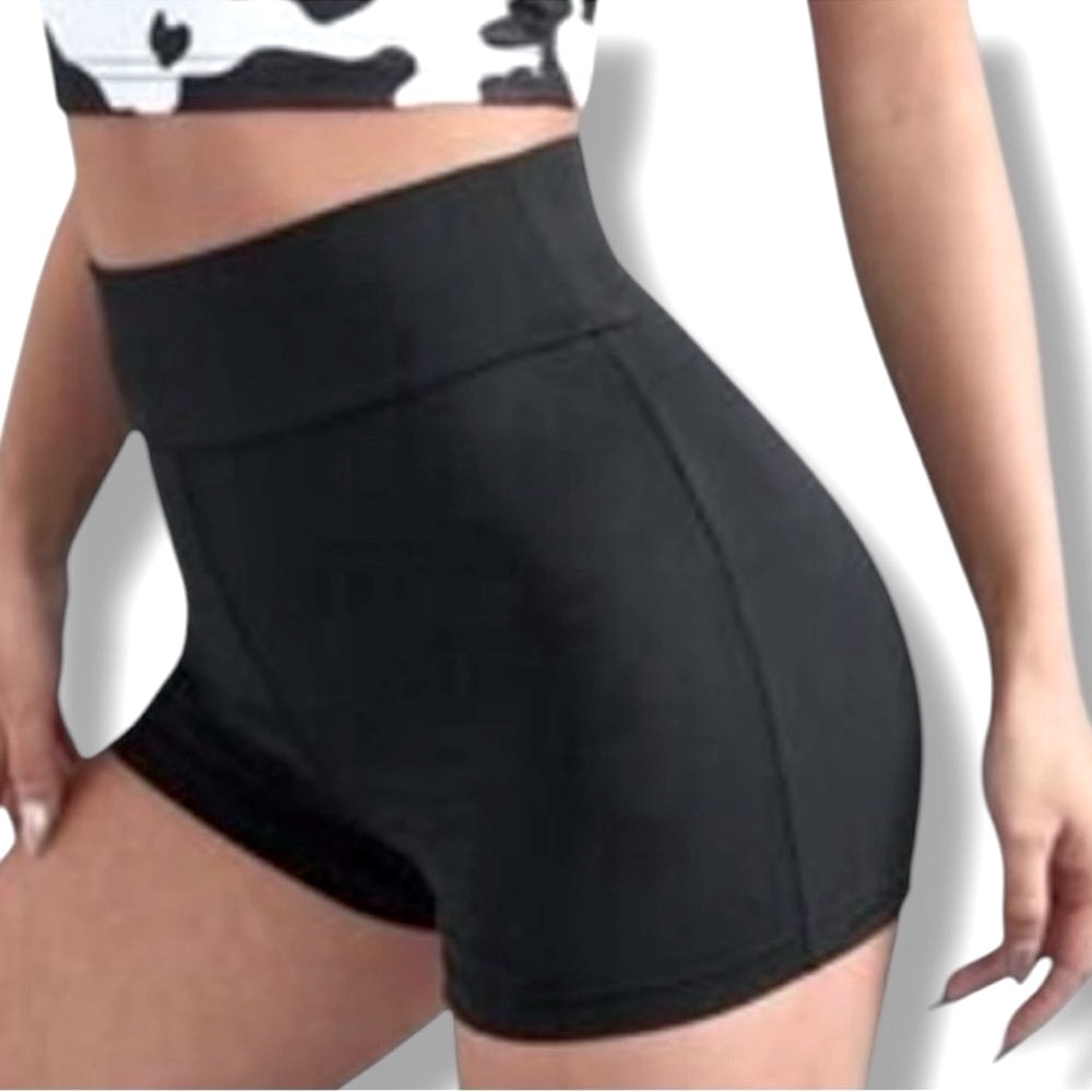 SHEIN Shorts Classic Black Biker High Waisted Athletic Size Medium 🍭